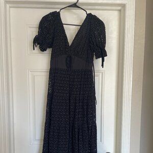 Black Eyelet Maxi Dress